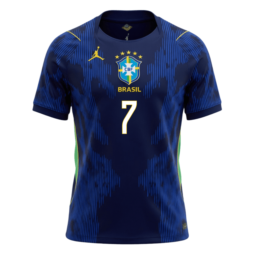 VINI JR. #7 Brazilië Uitshirt - WK 2026 Marineblauw