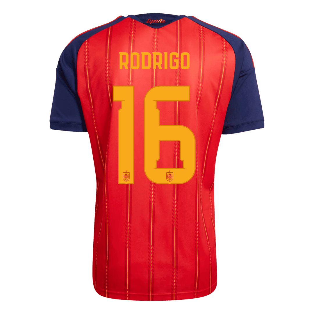 RODRIGO #16 Espagne Domicile Maillot 2 Stars - Champion Edition - Coupe du Monde 2026 Rouge