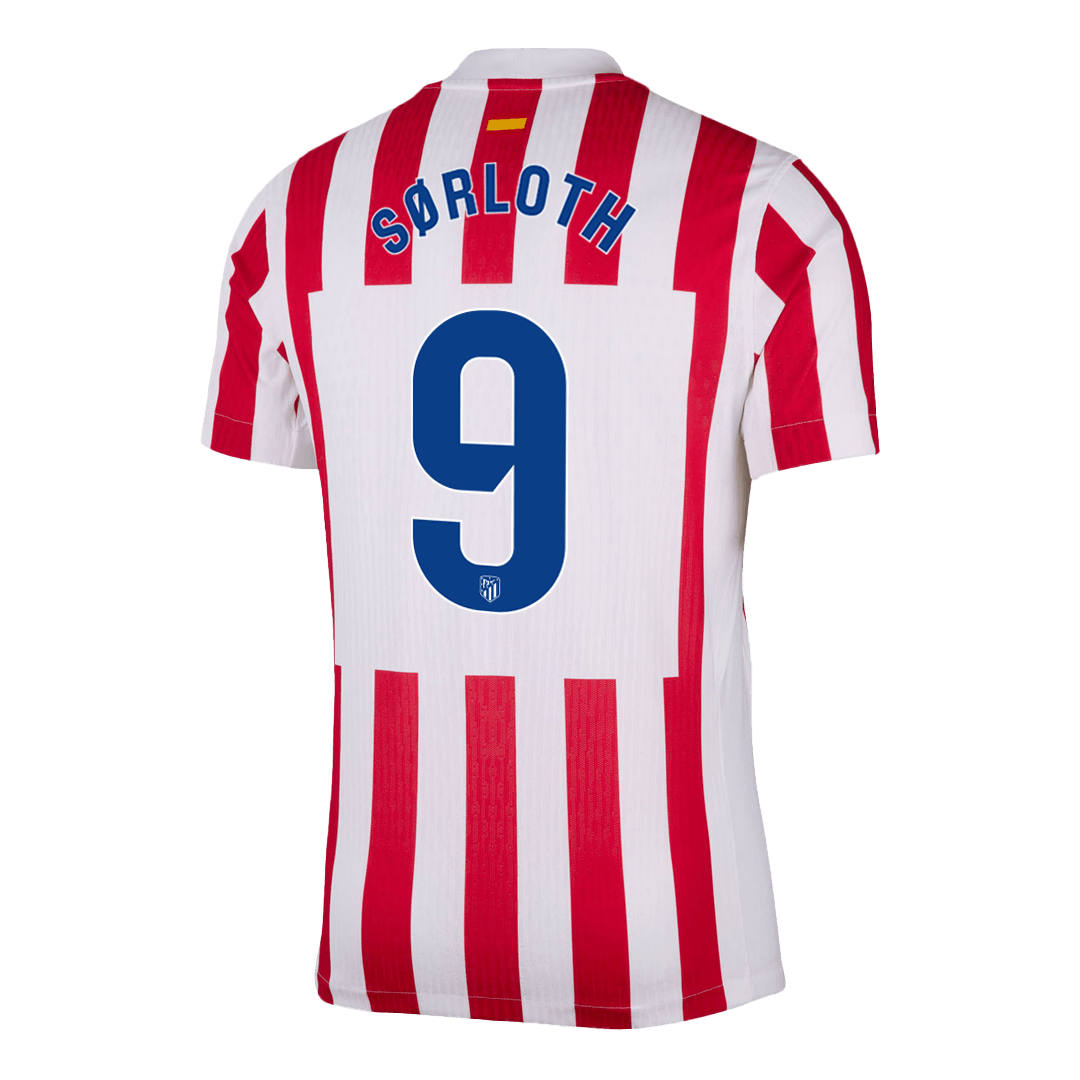 SØRLOTH #9 Atlético Thuisshirt 2025/26 Rood&Wit Speler