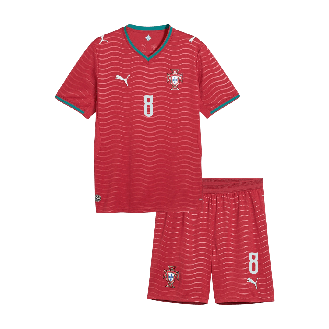Kids B. FERNANDES #8 Portugal Domicile Maillot Kit - Coupe du Monde 2026 Rouge - Super