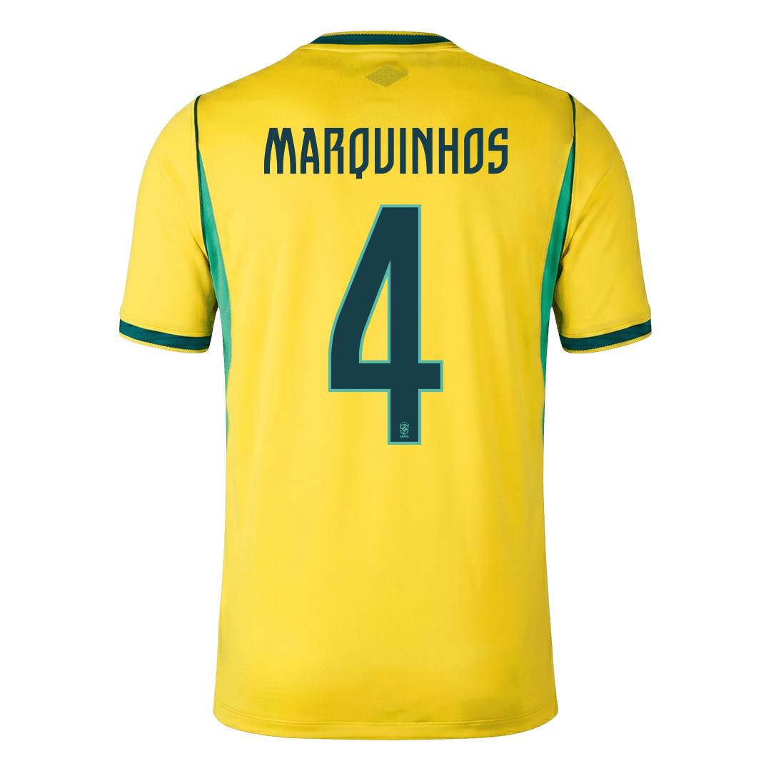 MARQUINHOS #4 Brésil Domicile Maillot - Coupe du Monde 2026 Jaune