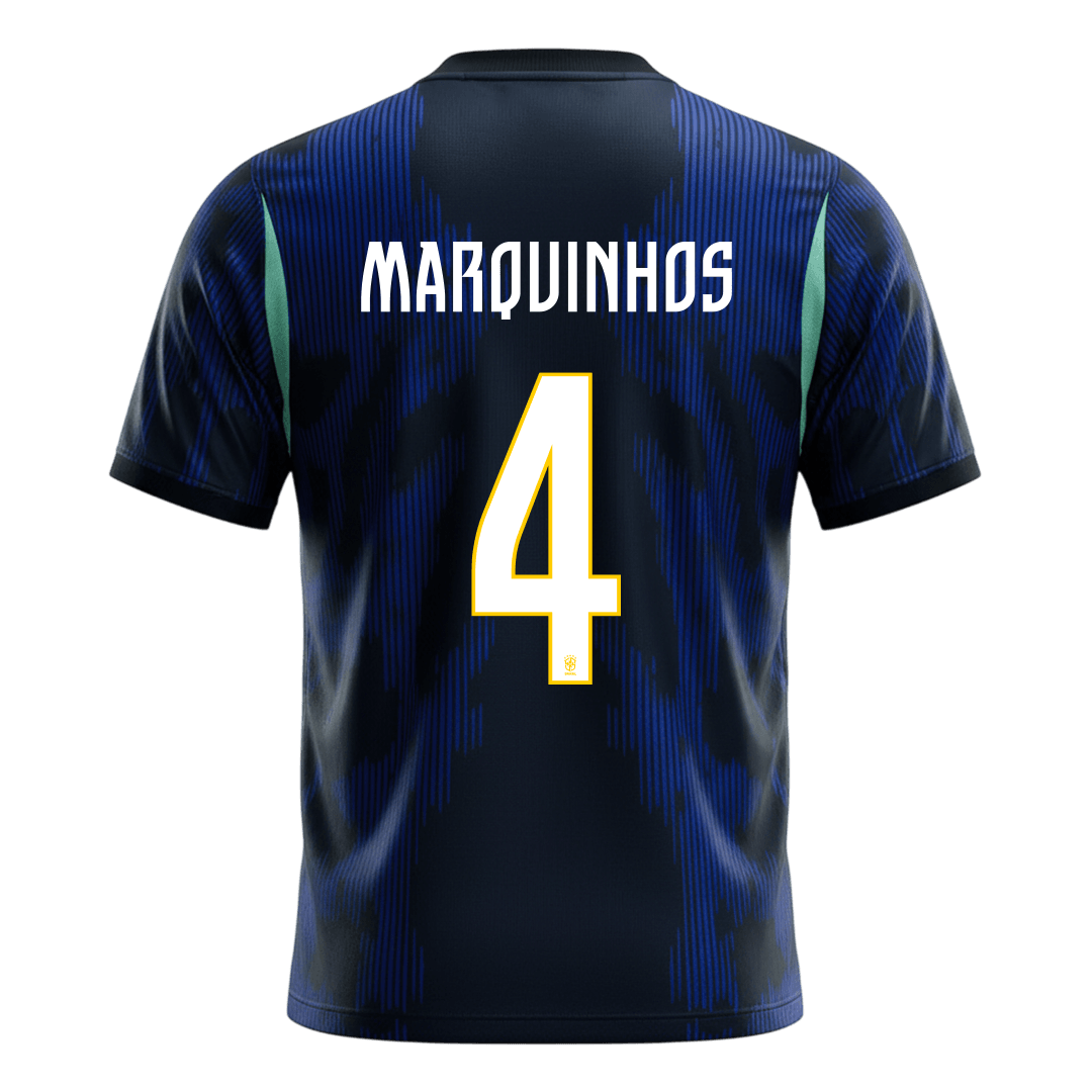 MARQUINHOS #4 Brésil Extérieur Maillot - Coupe du Monde 2026 Bleu marine