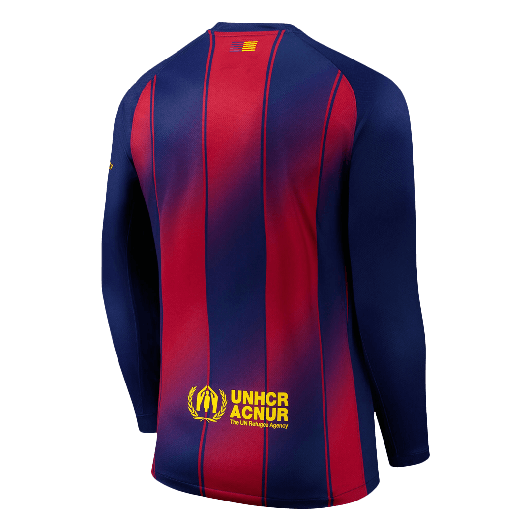Barcelone Domicile Maillot Manches Longues 2025/26 Rouge et Bleu Grande Taille