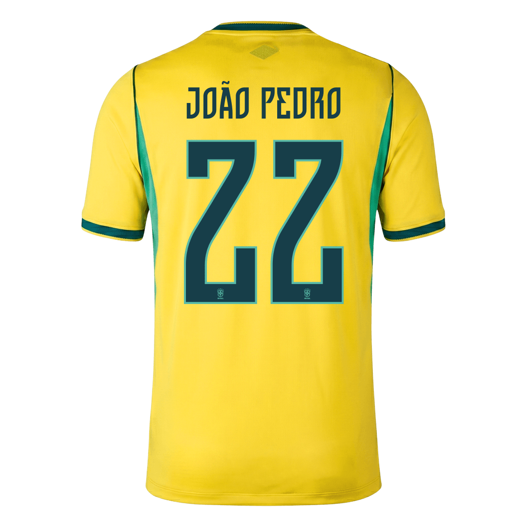 JOÃO PEDRO #22 Brésil Domicile Maillot - Coupe du Monde 2026 Jaune