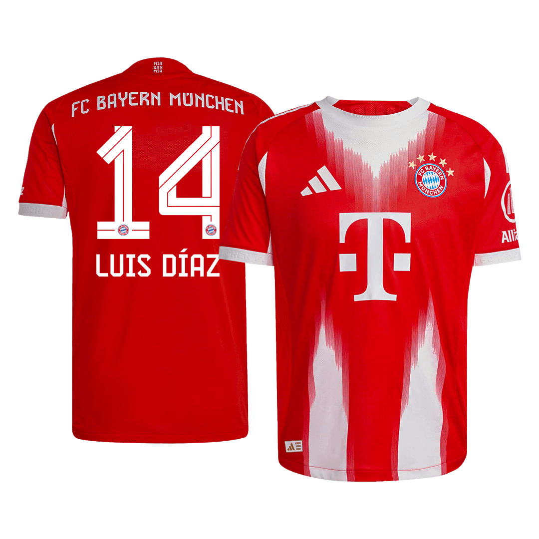 LUIS DÍAZ #14 Munich Domicile Maillot 2025/26 Rouge Joueur