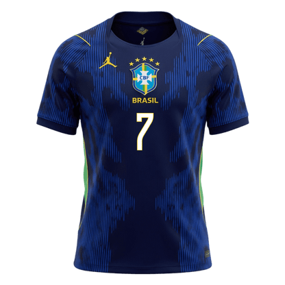 VINI JR. #7 Brazilië Uitshirt - WK 2026 Marineblauw