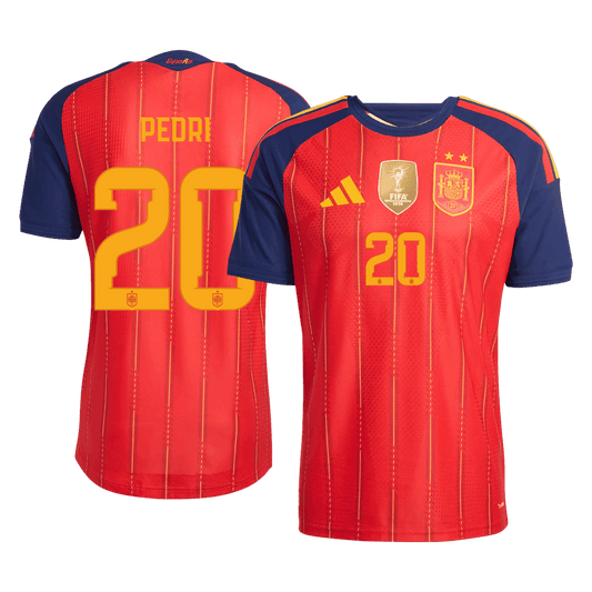 PEDRI #20 Espagne Domicile Maillot 2 Stars - Champion Edition - Coupe du Monde 2026 Rouge Joueur