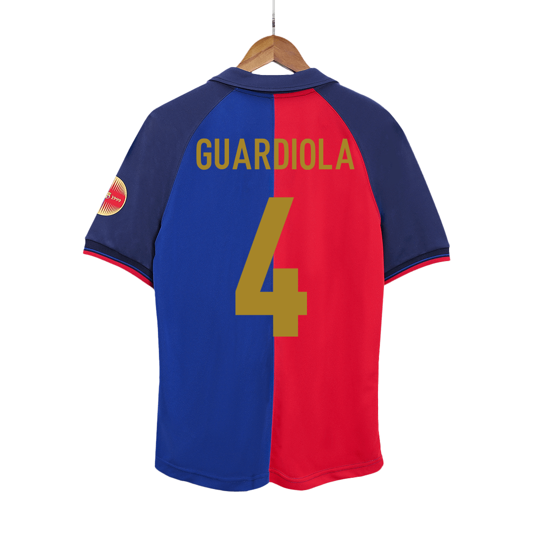 GUARDIOLA #4 Retro Barcelona Thuisshirt 1999/00 - 100-jarig jubileum