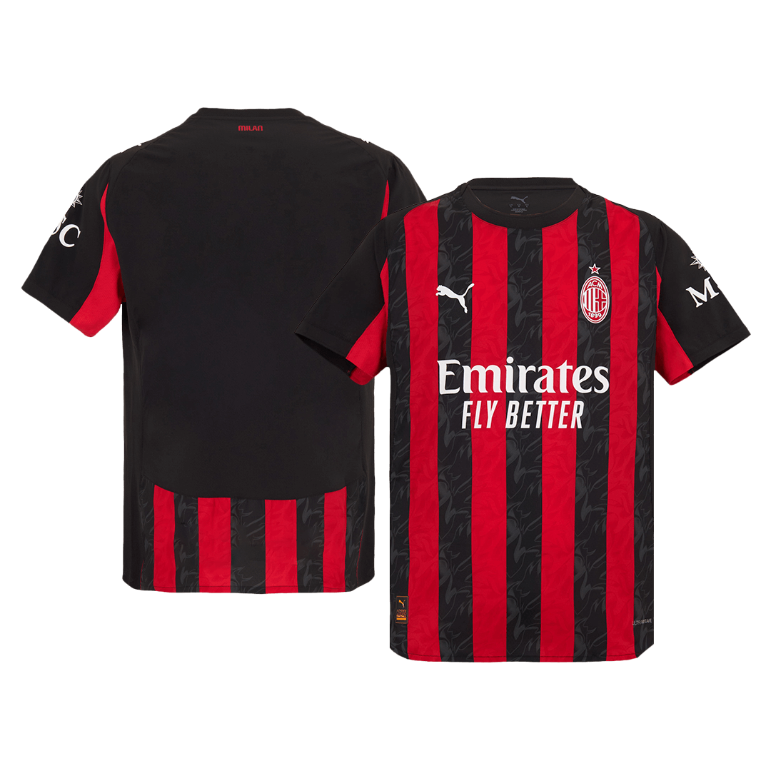 AC Milan Domicile Maillot 2025/26 Red&Black Authentique Grande Taille