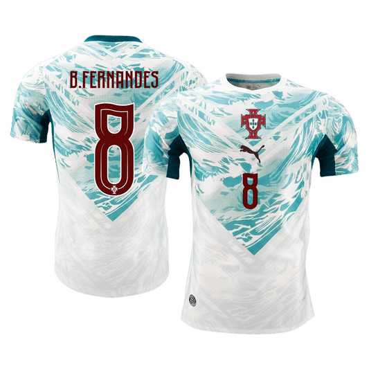 B.FERNANDES #8 Portugal Extérieur Maillot - Coupe du Monde 2026 White&Green Joueur