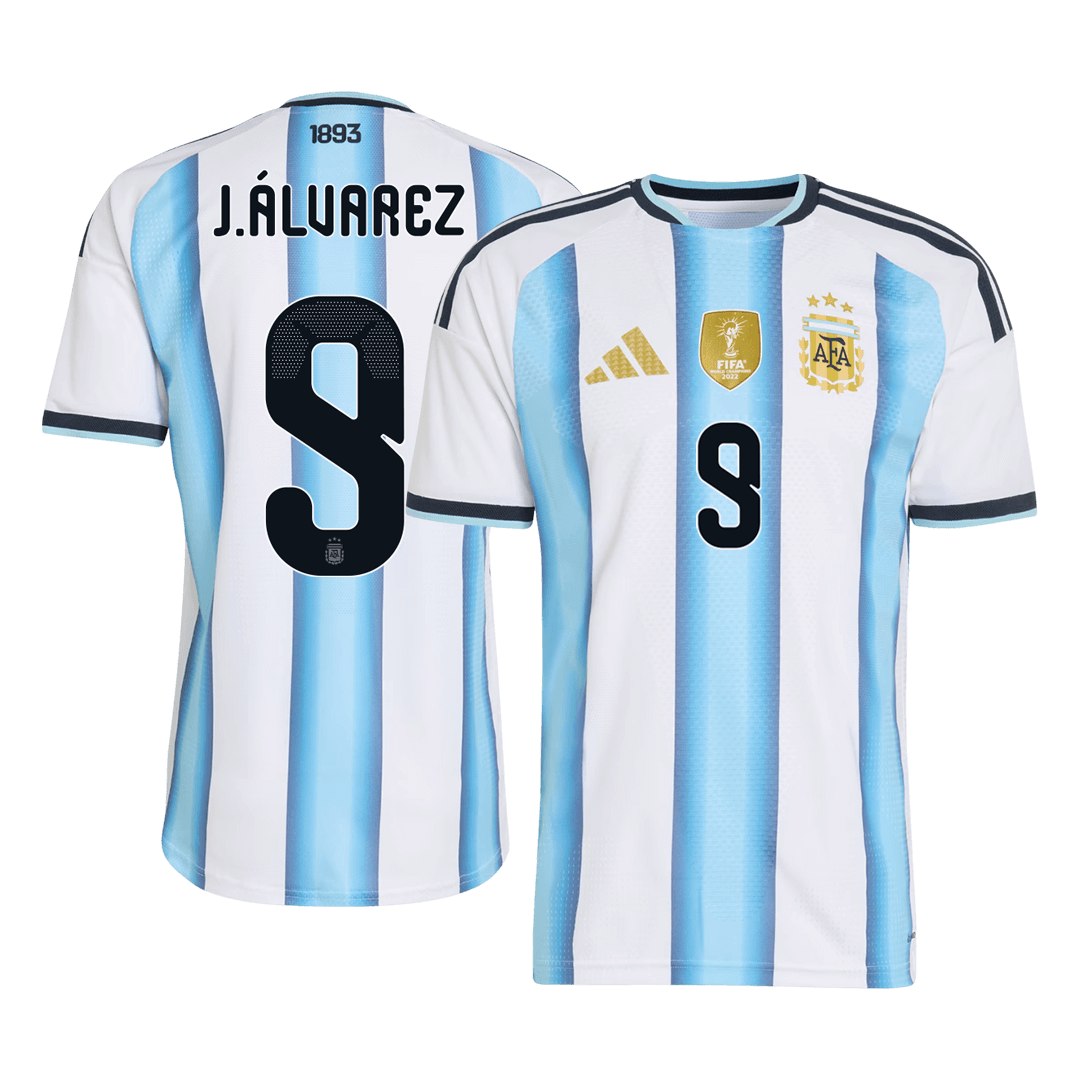 J.ÁLVAREZ #9 Argentinië Thuisshirt WK 2026 Blauw&Wit Speler