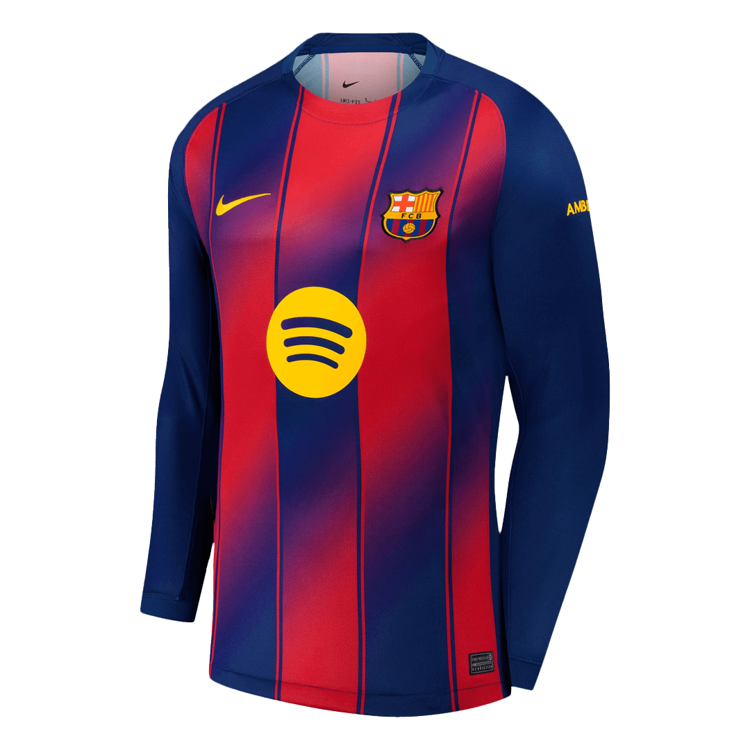 Barcelone Domicile Maillot Manches Longues 2025/26 Rouge et Bleu Grande Taille