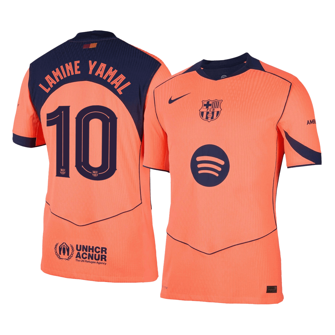 LAMINE YAMAL #10 Barcelona Derde Thuisshirt 2025/26 Oranje Authentiek - UCL