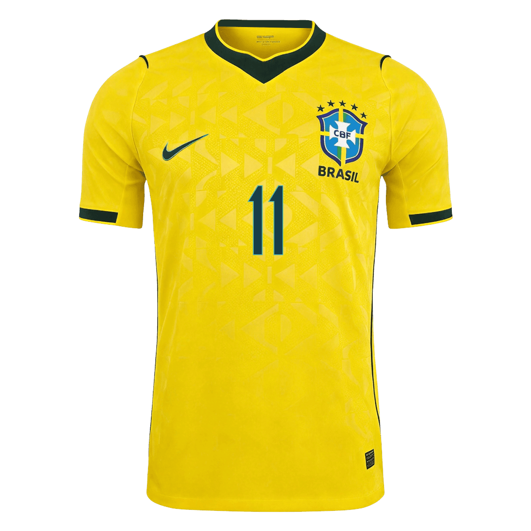 RAPHINHA #11 Brésil Domicile Maillot - Coupe du Monde 2026 Jaune Joueur