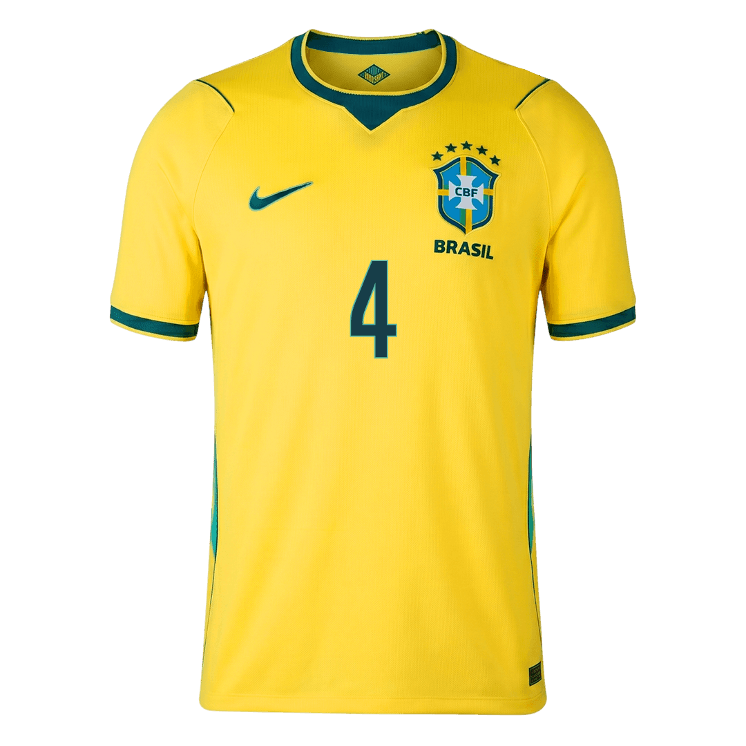 MARQUINHOS #4 Brésil Domicile Maillot - Coupe du Monde 2026 Jaune