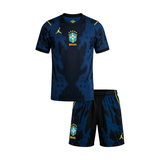 Brésil Extérieur Maillot Kit - Coupe du Monde 2026 Enfant Bleu marine