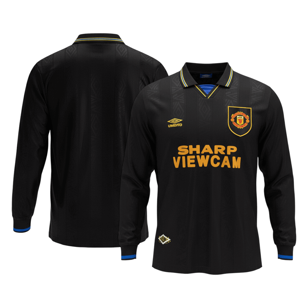 Retro Manchester United Uitshirt Lange Mouwen 1993/94 Zwart