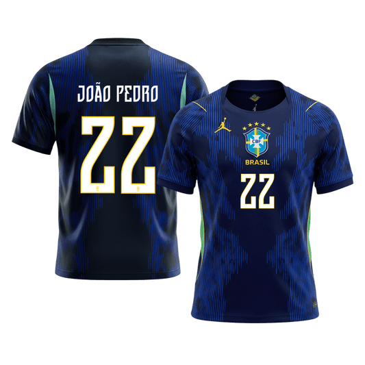 JOÃO PEDRO #22 Brésil Extérieur Maillot - Coupe du Monde 2026 Bleu marine