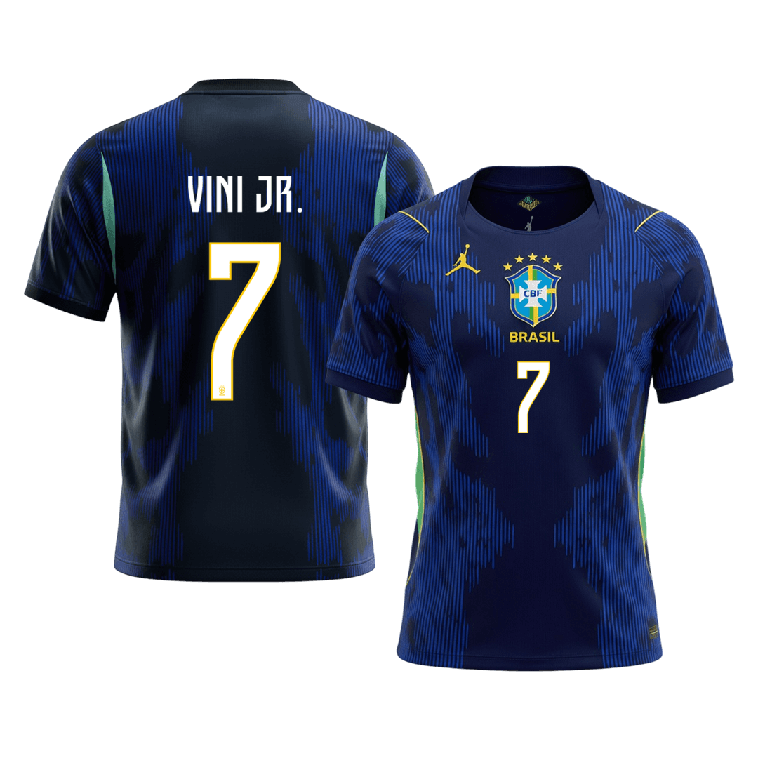VINI JR. #7 Brazilië Uitshirt - WK 2026 Marineblauw