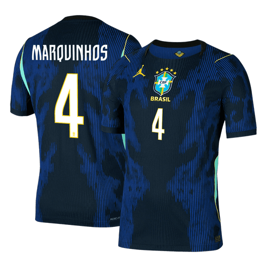 MARQUINHOS #4 Brésil Extérieur Maillot - Coupe du Monde 2026 Bleu marine Joueur