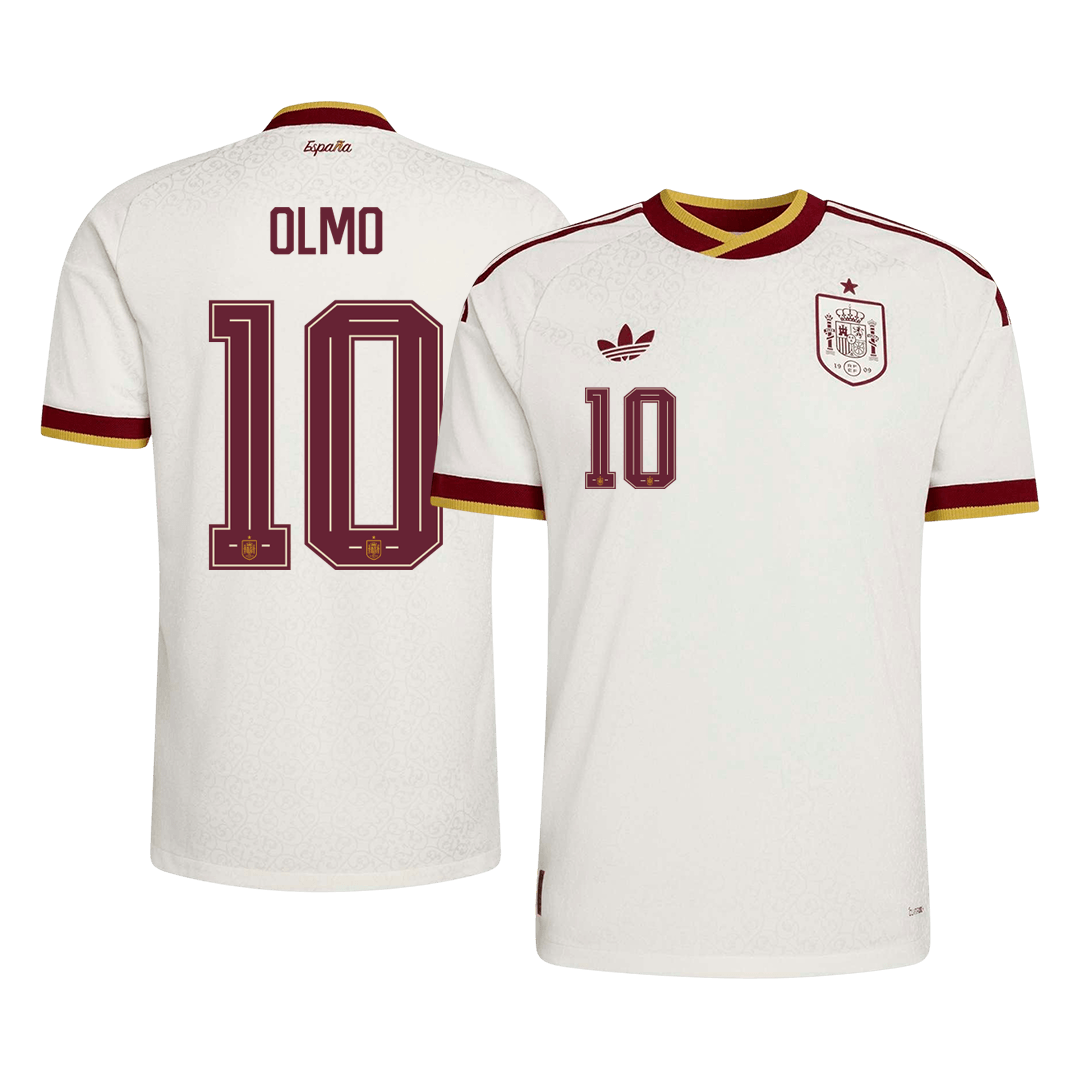 OLMO #10 Espagne Extérieur Maillot - Coupe du Monde 2026 Blanc Joueur