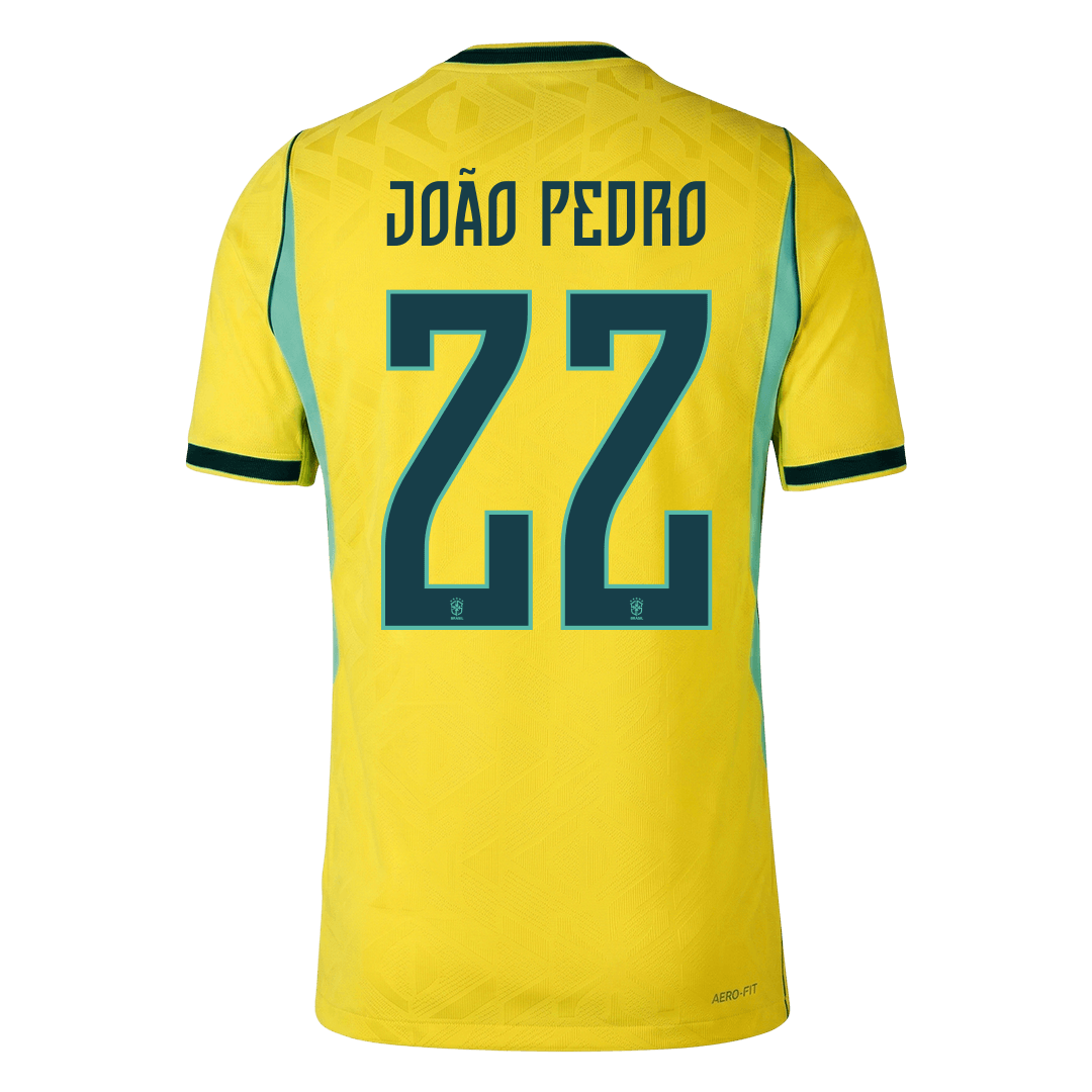 JOÃO PEDRO #22 Brésil Domicile Maillot - Coupe du Monde 2026 Jaune Joueur