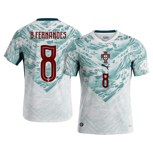 B.FERNANDES #8 Portugal Extérieur Maillot - Coupe du Monde 2026 White&Green