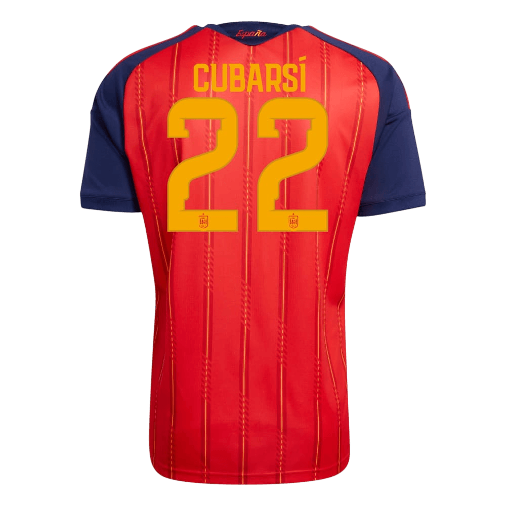 CUBARSÍ #22 Espagne Domicile Maillot 2 Stars - Champion Edition - Coupe du Monde 2026 Rouge Joueur