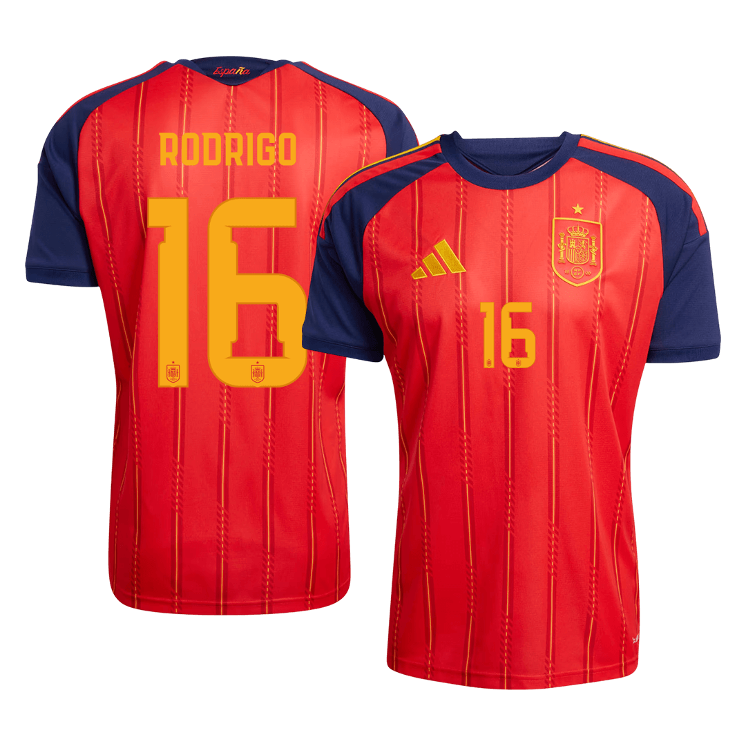 RODRIGO #16 Espagne Domicile Maillot - Coupe du Monde 2026 Rouge - Super