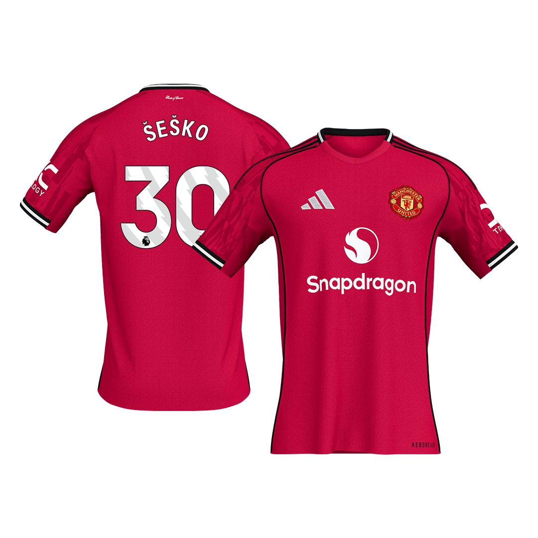 ŠEŠKO #30 Manchester United Domicile Maillot 2025/26 Rouge - Super Grande Taille