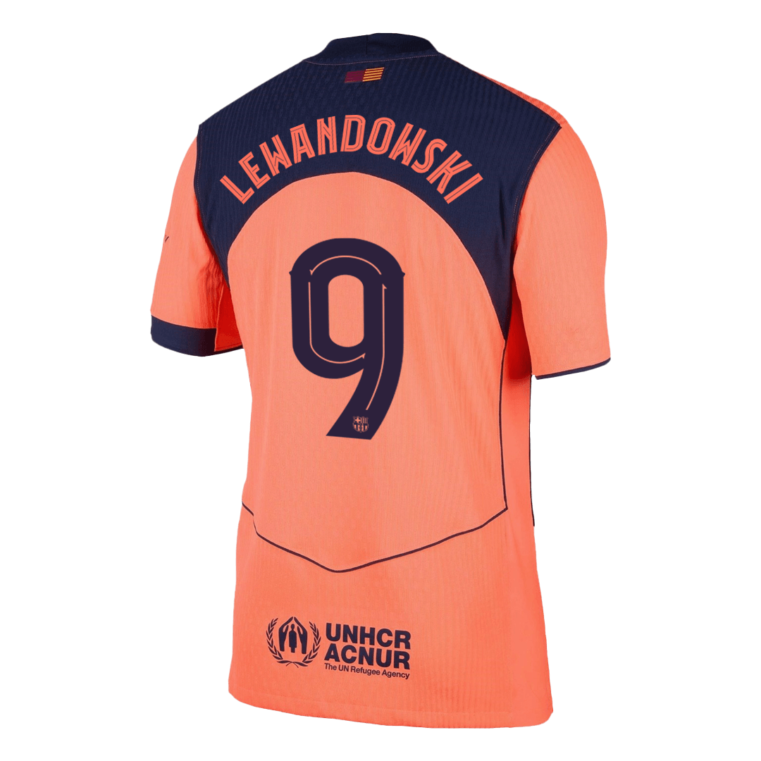 LEWANDOWSKI #9 Barcelona Derde Shirt 2025/26 Oranje Authentiek - UCL