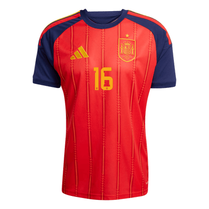 RODRIGO #16 Espagne Domicile Maillot - Coupe du Monde 2026 Rouge - Super