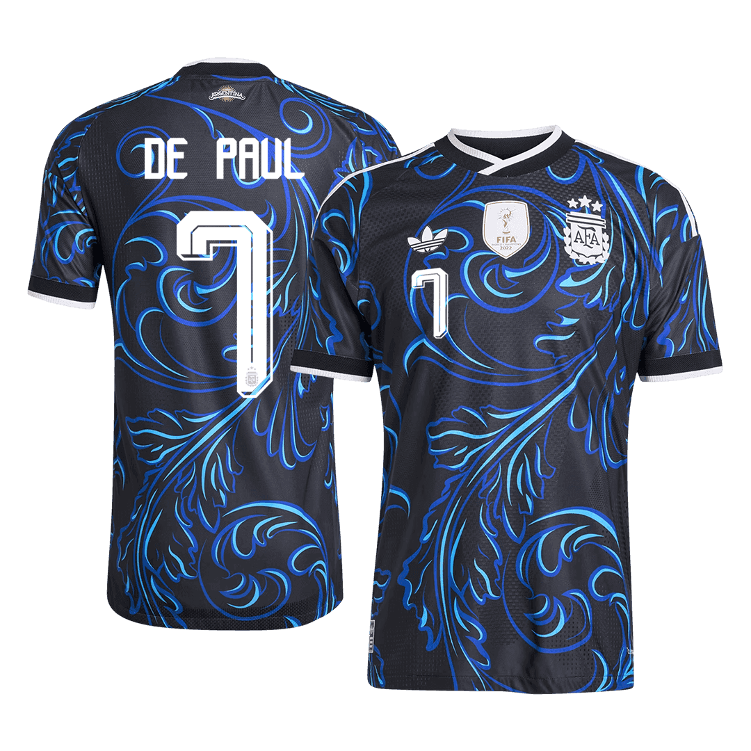 DE PAUL #7 Argentine Extérieur Maillot - Coupe du Monde 2026 Noir Joueur