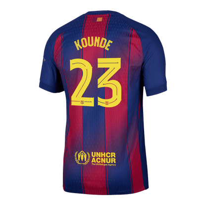 KOUNDE #23 Barcelona Thuisshirt 2025/26 Rood en Blauw Authentiek - UCL