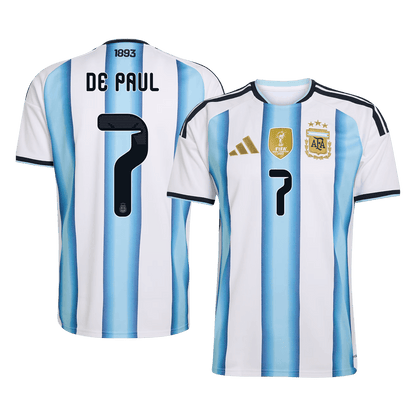 DE PAUL #7 Argentine Domicile Maillot - Coupe du Monde 2026 Blue&White - Super