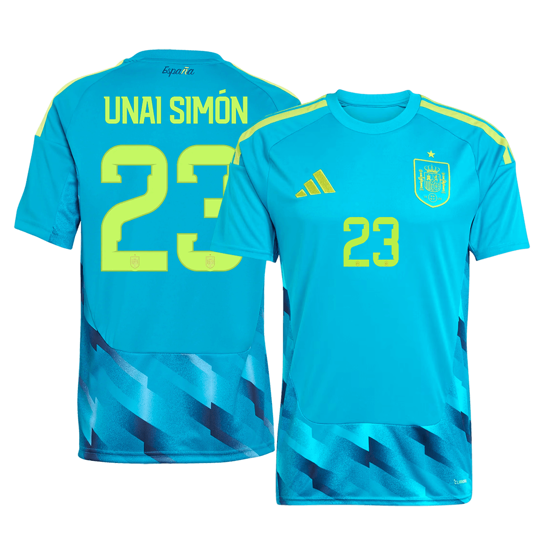 UNAI SIMÓN #23 Espagne Gardien Maillot - Coupe du Monde 2026 Bleu