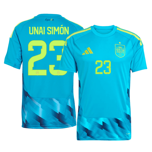 UNAI SIMÓN #23 Espagne Gardien Maillot - Coupe du Monde 2026 Bleu