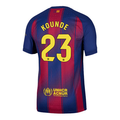 KOUNDE #23 Barcelona Thuisshirt 2025/26 Rood en Blauw Authentiek