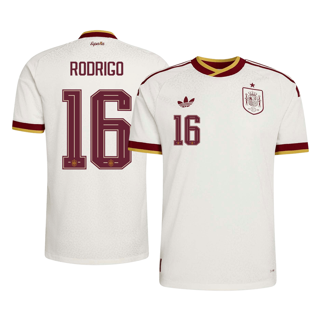 RODRIGO #16 Espagne Extérieur Maillot - Coupe du Monde 2026 Blanc Joueur