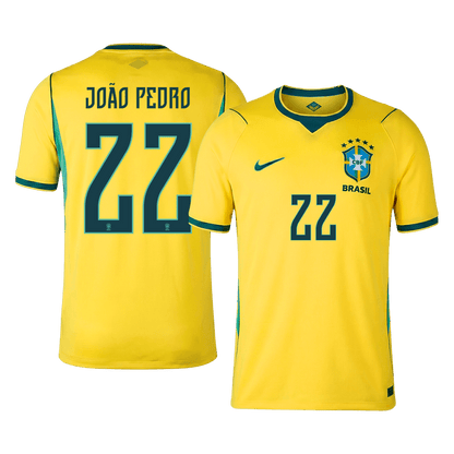 JOÃO PEDRO #22 Brésil Domicile Maillot - Coupe du Monde 2026 Jaune