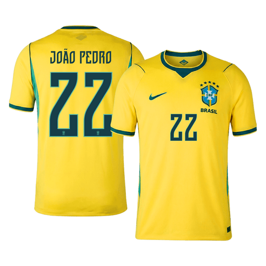 JOÃO PEDRO #22 Brésil Domicile Maillot - Coupe du Monde 2026 Jaune