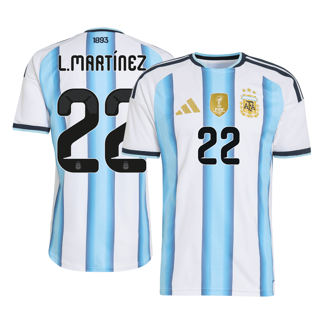 L.MARTÍNEZ #22 Argentinië Thuisshirt WK 2026 Blauw&Wit Speler