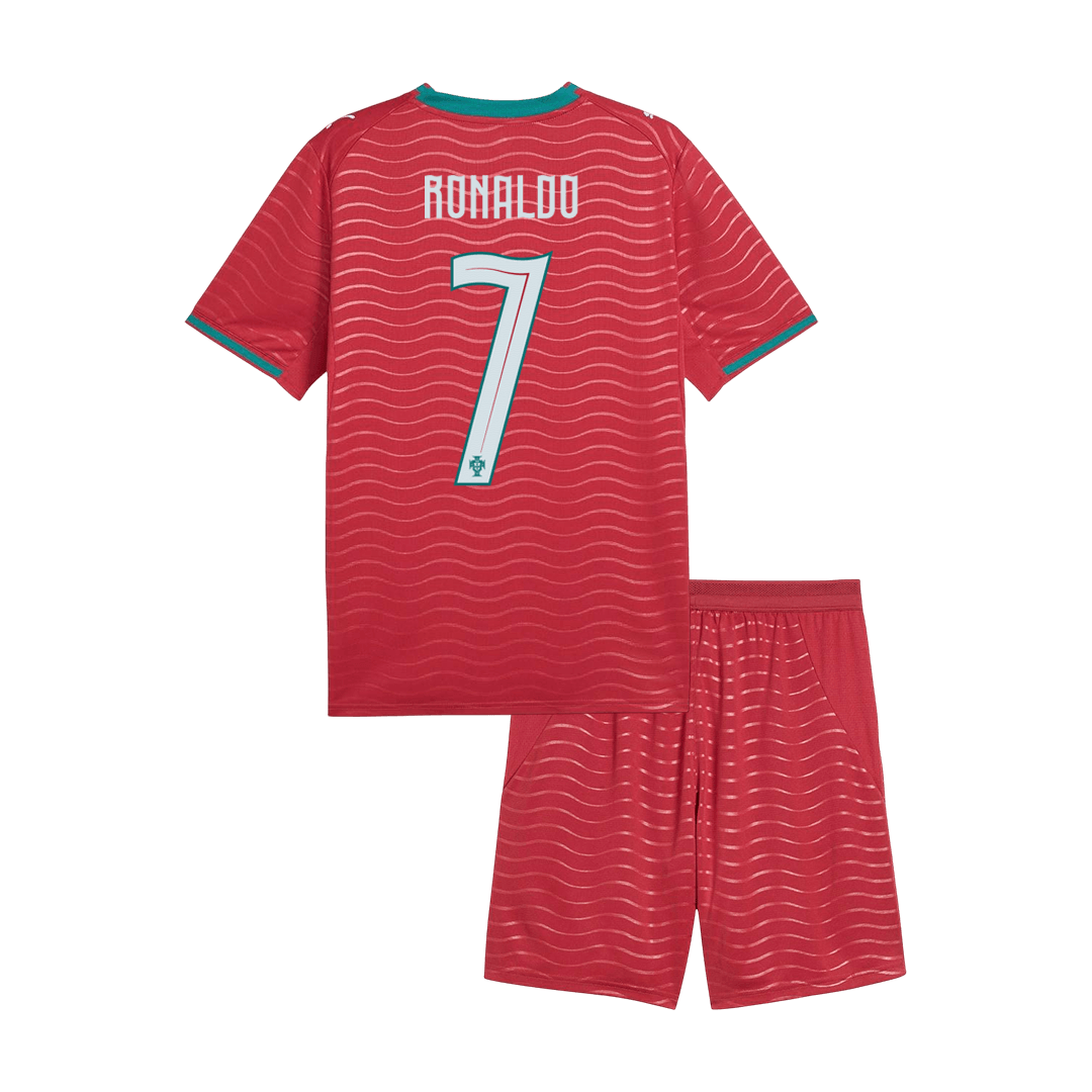 Kids RONALDO #7 Portugal Domicile Maillot Kit - Coupe du Monde 2026 Rouge - Super