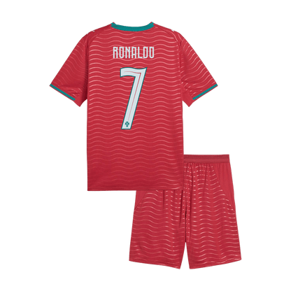 Kids RONALDO #7 Portugal Domicile Maillot Kit - Coupe du Monde 2026 Rouge - Super