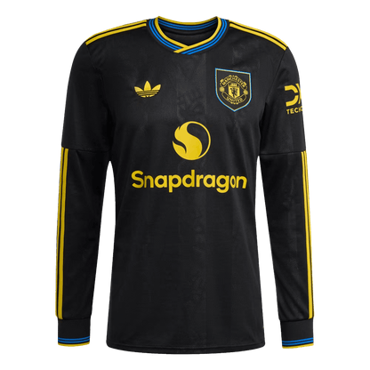 Manchester United Third Maillot Manches Longues 2025/26 Noir Grande Taille