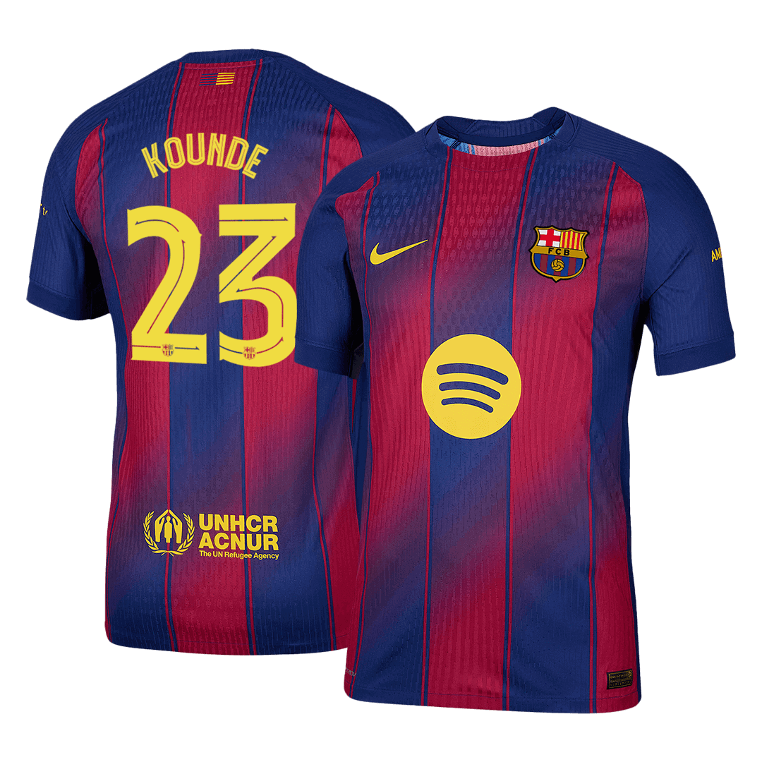 KOUNDE #23 Barcelona Thuisshirt 2025/26 Rood en Blauw Authentiek - UCL