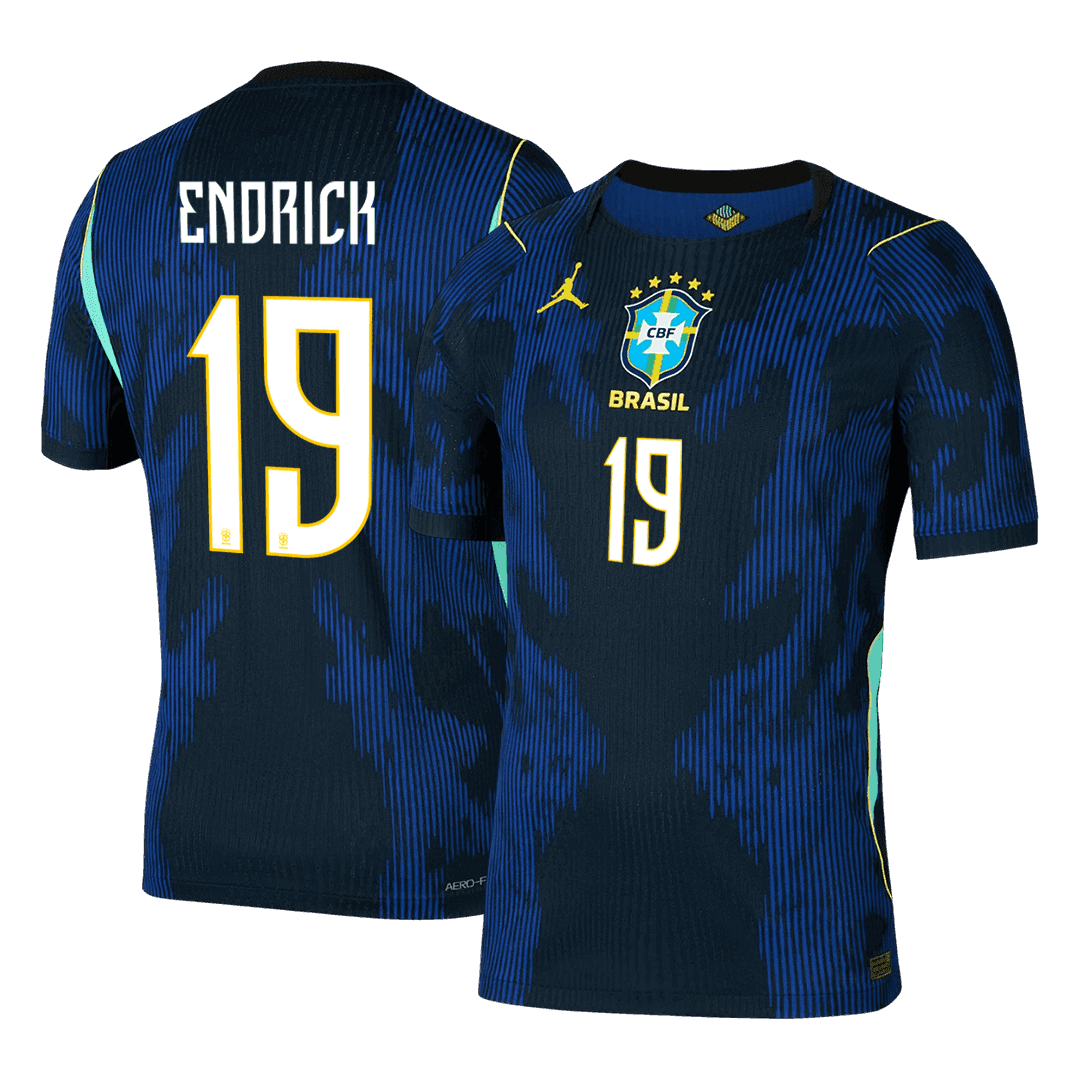 ENDRICK #19 Brésil Extérieur Maillot - Coupe du Monde 2026 Bleu marine Joueur
