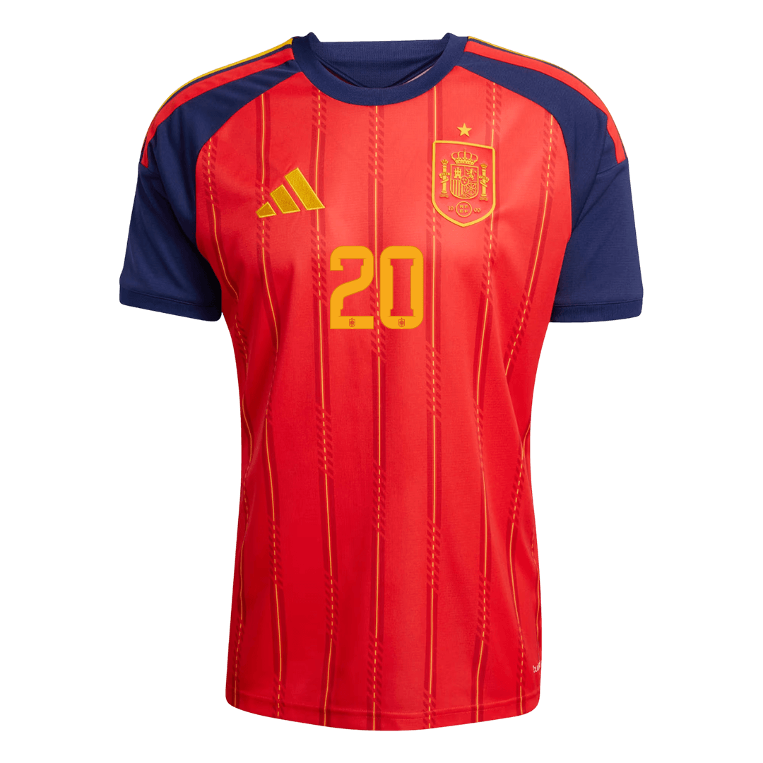 PEDRI #20 Espagne Domicile Maillot - Coupe du Monde 2026 Rouge - Super