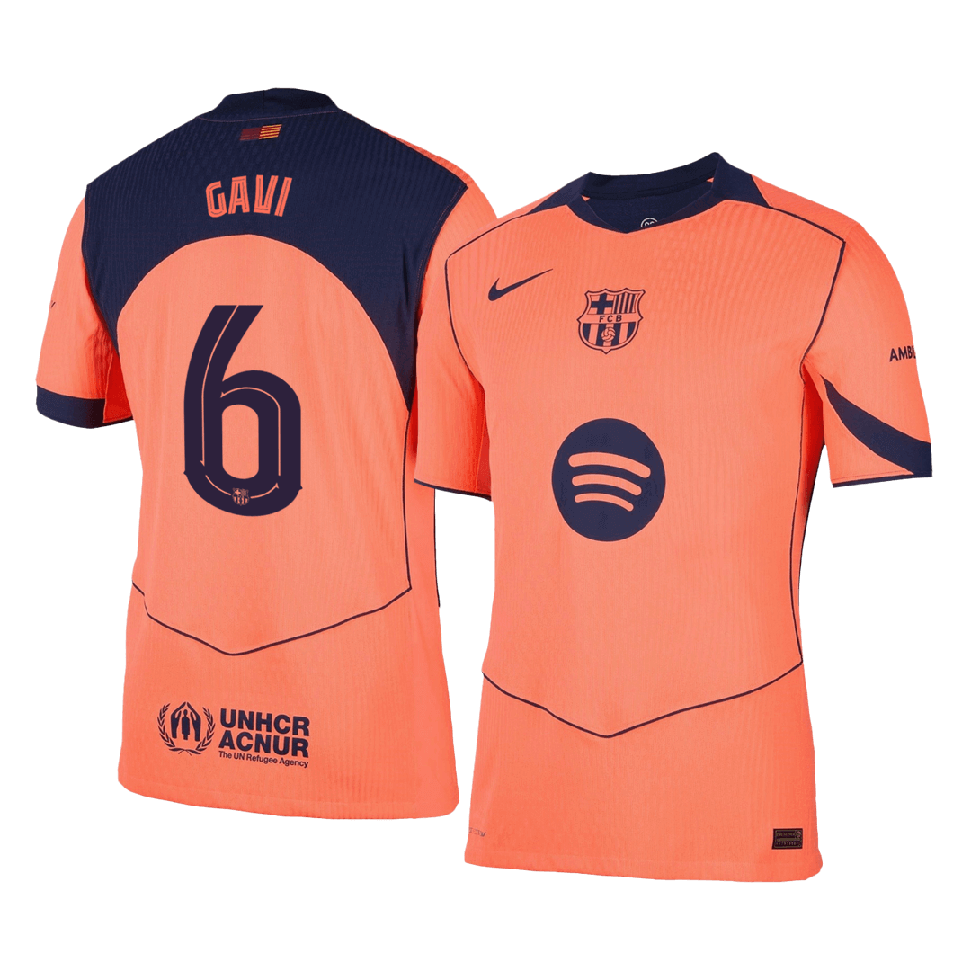 GAVI #6 Barcelona Derde Shirt 2025/26 Oranje Authentiek - UCL