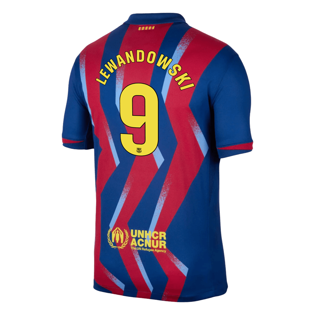 LEWANDOWSKI #9 Barcelona Vierde Shirt 2025/26 Rood&Blauw